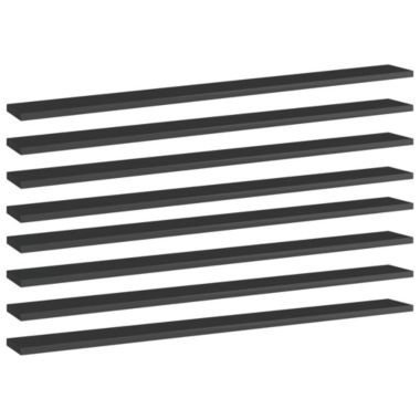 vidaXL Bookshelf Boards 8 pcs High Gloss Black 39.4"x3.9"x0.6" Engineered Wood. View a larger version of this product image.