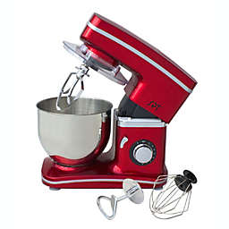 Sunpentown 8-Speed Stand Mixer with Tilt Head and Transparent Splash Guard - Red