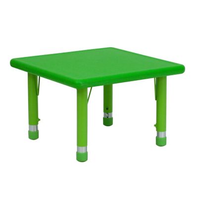 Flash Furniture 24&#39;&#39; Square Green Plastic Height Adjustable Activity Table