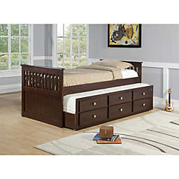 Donco Kids  Twin Mission Captains Trundle Bed Cappuccino