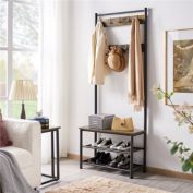 Topeakmart 73" H Entryway Coat Rack with Shoe Storage  in Rustic Brown