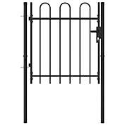 Home Life Boutique Fence Gate Single Door with Arched Top Steel 39.4"x39.4" Black