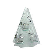 10" Clear Frosted Glass Mirror Christmas Tree Tea Light Candle Holder