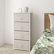 Flash Furniture 4 Drawer Wood Top White Cast Iron Frame Vertical Storage Dresser with Light Gray Easy Pull Fabric Drawers