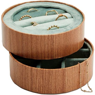 Juvale Wooden Jewelry Trays with Velvet for Rings and Earring (4.3 Inches, 2 Pack)