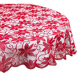 Juvale Poinsettia Tablecloth for Christmas Party (72 in, Red, Round)