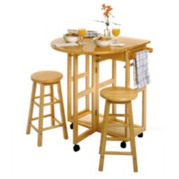 Winsome Space Saver - Drop Leaf Table with 2 Round Stools