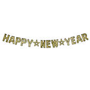 Beistle 8 1/2" x 8&#39; 6" Glittered Happy New Year Streamer, Black & Gold - 12 Pack (1/Pkg)