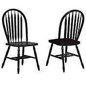 Besthom Andrews Malaysian Oak Wood Distressed Antique Black with Cherry Rub Side Chair (Set of 2)