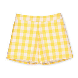 Hope & Henry Girls' Flat Front Pull-On Short (Yellow Check, 4)