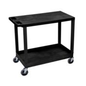 Luxor Rolling 32" x 18" Heavy-Duty Utility Cart with One Tub/One Flat Shelves - Black