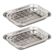 mDesign Kitchen Soap Dish Tray - Drainage Grid & Holder, 2 Pack