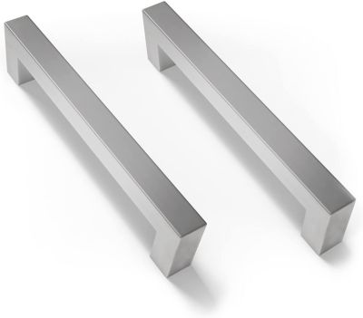 Brushed Stainless Steel Square Cabinet Handles Drawer Pulls Door Cupboard Knobs 