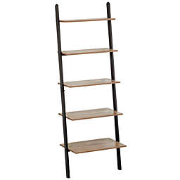 mDesign 5-Tier Leaning Bookshelf Ladder - Sturdy Steel Frame