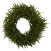 Nearly Natural Green  Artificial Cedar Christmas Wreath, 24-Inch, Unlit