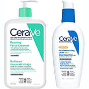CeraVe Daily Face Cleanser and Facial Moisturizer Bundle, Foaming Facial Cleanser for Oily Skin and Face Moisturizer Lotion AM SPF 30 with Hyaluronic Acid, Fragrance Free