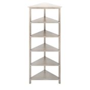 NewRidge Home Goods 5-Tier Corner Wooden Bookcase, Washed Grey
