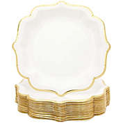 Sparkle and Bash White Paper Party Plates with Gold Foil Scalloped Edging (9 In, 48 Pack)