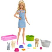 Barbie Play &#39;n Wash Pets Playset with Blonde Barbie Doll and 3 Color-Change Animal Figures