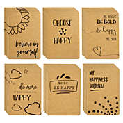 Paper Junkie 24 Pack Kraft Paper Notebook,  Happy Journal, 80 Lined Pages (4 x 5.75 In)