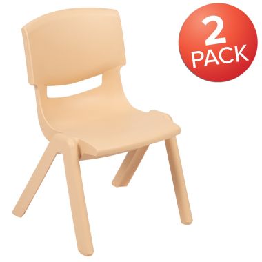 Emma + Oliver 2 Pack Natural Plastic Stackable School Chair with 10.5"H Seat, Preschool Chair. View a larger version of this product image.