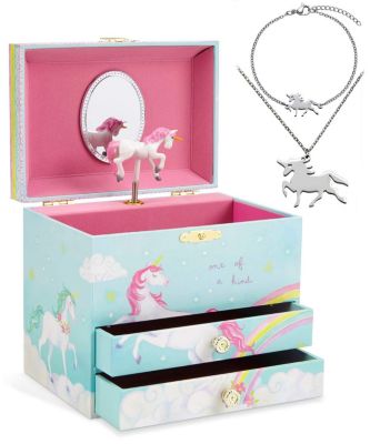 Jewelkeeper Unicorn Music Box & Little Girls Jewelry Set - 3 Unicorn Gifts for Girls