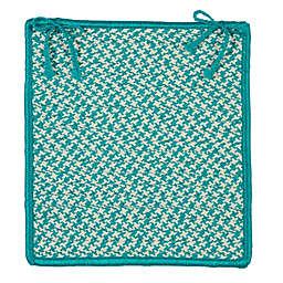Colonial Mills Outdoor Houndstooth Tweed - Turquoise Chair Pad (set 4)