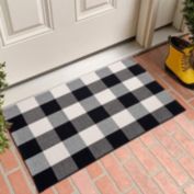 MarCielo Cotton Buffalo Plaid Rug Outdoor Front Door Mat