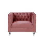 Saltoro Sherpi Chair with Track Arms and Encrusted Faux Diamond Inlay, Pink,