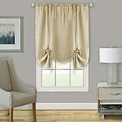 Kate Aurora Shabby Linen Farmhouse Sheer Flax Curtain Tie Up Window Shade - 42 in. W x 63 in. L, Toast