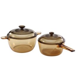 Visions Brown Tinted 4 Piece Glass Cookware Set