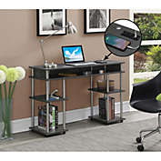 Convenience Concepts Designs2Go No Tools Student Desk with Charging Station, Charcoal Gray