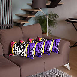 HomeRoots 4-Pack Purple and Pink Ikat Design Lumbar Pillow Covers - 12