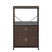 Inq Boutique Nightstand 2-Drawer Shelf Storage - Bedside Furniture & Accent End Table Chest For Home, Bedroom, Office, College Dorm, Steel Frame,
