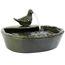 Sunnydaze Solar Green Glazed Dove Outdoor Water Fountain - 7-Inch