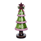 Contemporary Home Living 13" Green and Pink Traditional Christmas &#39;Ho Ho Ho&#39; Tree