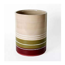 Saturday Knight Ltd Madison Stripe Hand Painted Ceramic Bath Waste Basket - 9.5x7.5x7.5