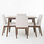 Contemporary Home Living 5pc Pale Beige and Walnut Brown Contemporary Dining Set 47"