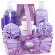 Lovery Home Spa Gift Baskets -  Lavender & Jasmine Home Spa - 8pc Set