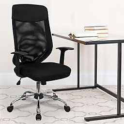 Emma + Oliver High Back Black Mesh Executive Swivel Office Chair with Arms