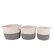 Jessar - Set of 3 Cotton Storage Baskets, White and Gray