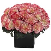 Nearly Natural Carnation Arrangement with Vase, Cream/Pink