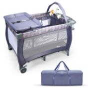 Slickblue Portable Foldable Baby Playard Nursery Center with Changing Station-Gray