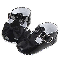 Laurenza's Baby Girls Black Patent Bow Mary Janes