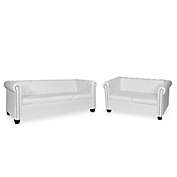 Stock Preferred White Faux Leather Sofa Set 2-Seater and 3-Seater