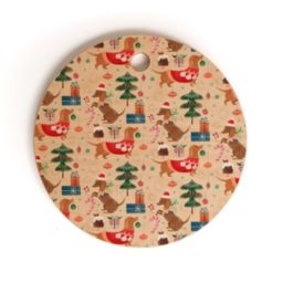 Deny Designs Pimlada Phuapradit Christmas Dachshund Cutting Board Round