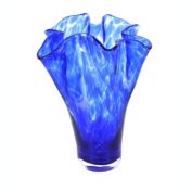 Blue Rose Polish Pottery Hand Blown Glass Ribbon Vase