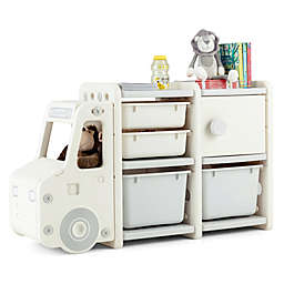 Kitcheniva Kids Toy Storage Organizer Toddler Playroom Furniture w/ 2 Large Bins & Drawers
