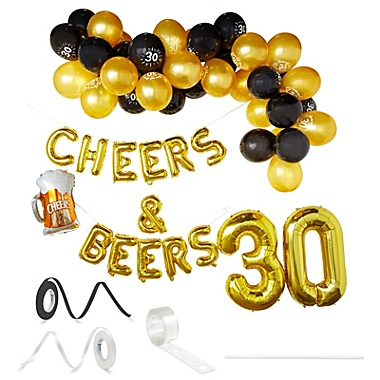 Sparkle and Bash Cheers and Beers to 30 Years Balloon Decorations, 30th Birthday Party Supplies (60 Piece Set). View a larger version of this product image.