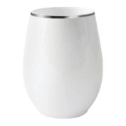 Smarty Had A Party 12 oz. White with Silver Elegant Stemless Plastic Wine Glasses (64 Glasses)